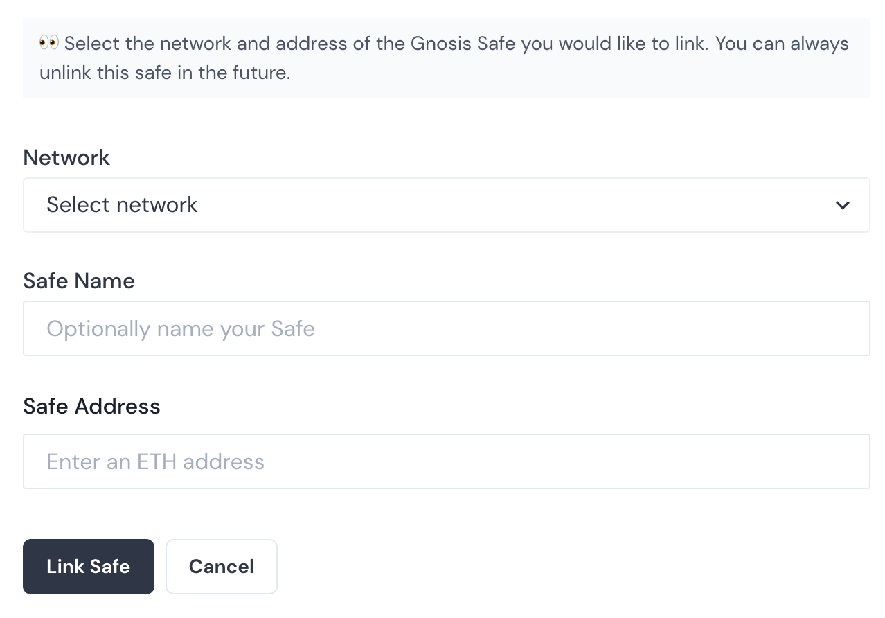 Link a Gnosis Safe.